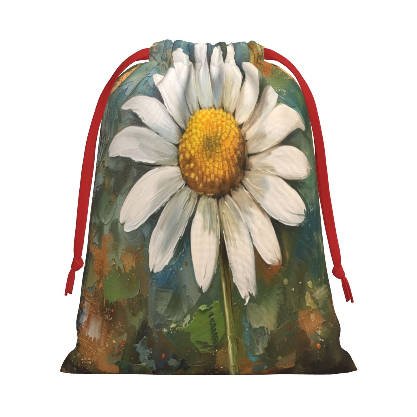 Daisy Print Ultra-Soft Velvet Drawstring Gift Bag Large-Capacity Storage Pouch (30×40cm)