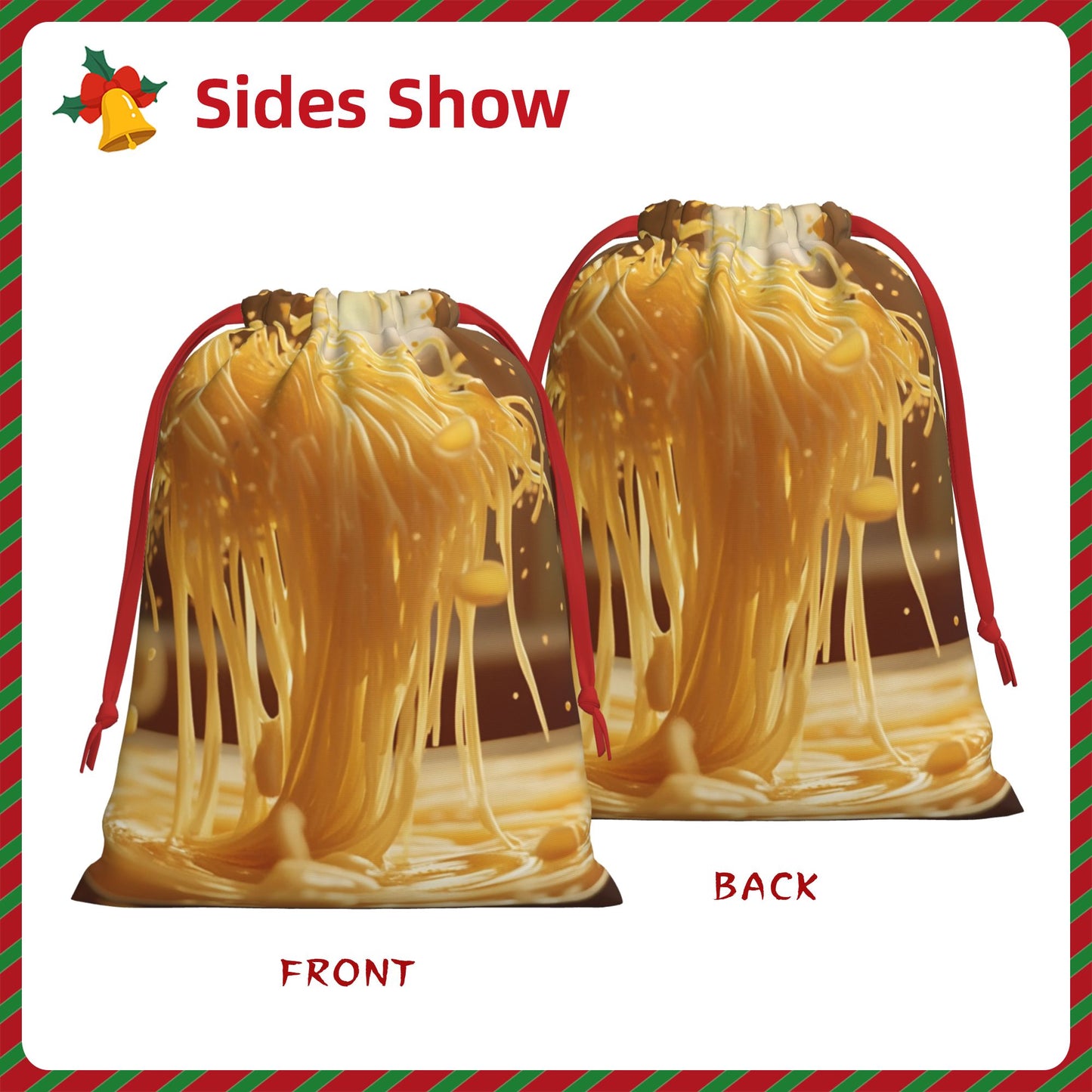 Cheese Flow Art Print Ultra-Soft Velvet Drawstring Gift Bag Large-Capacity Storage Pouch (30×40cm)
