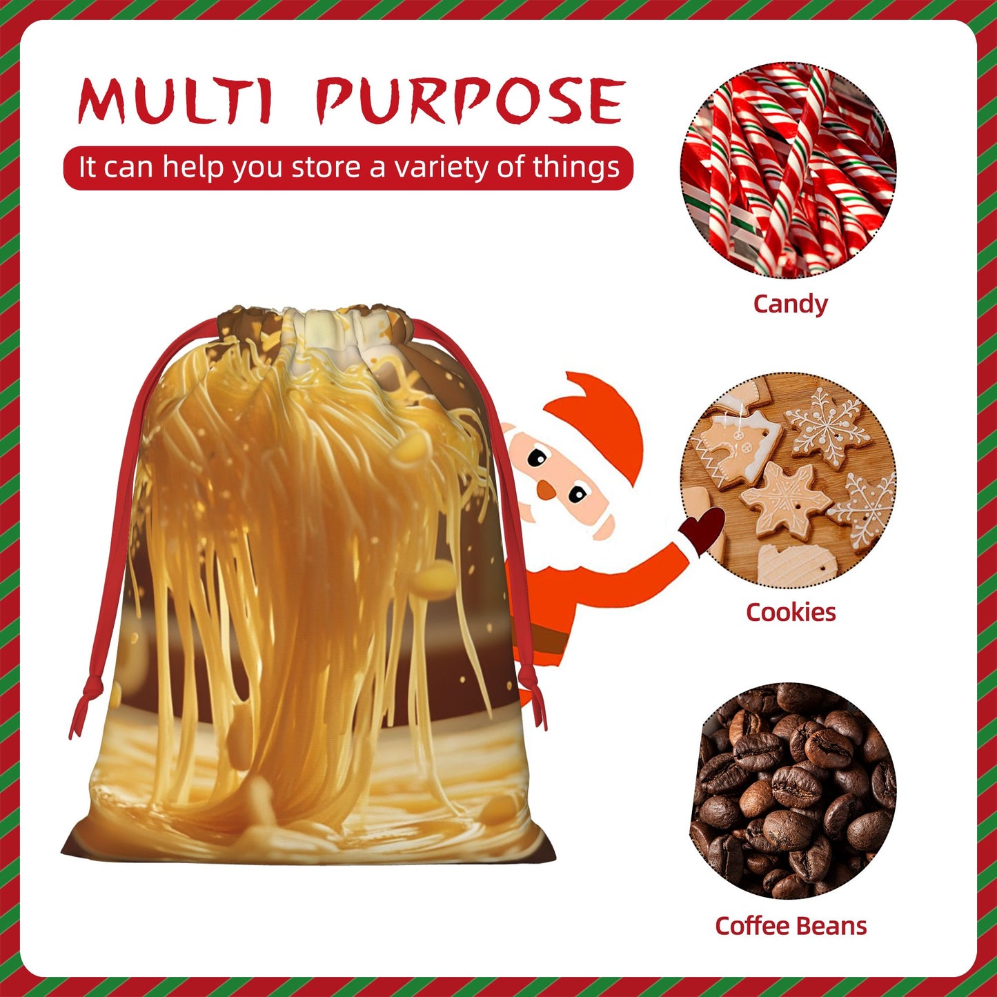 Cheese Flow Art Print Ultra-Soft Velvet Drawstring Gift Bag Large-Capacity Storage Pouch (30×40cm)
