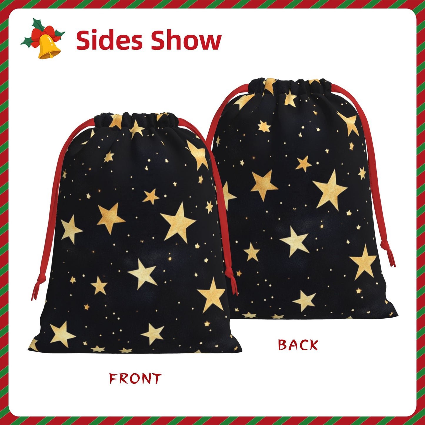 Starry Night Print Ultra-Soft Velvet Drawstring Gift Bag Large-Capacity Storage Pouch (30ร40cm)