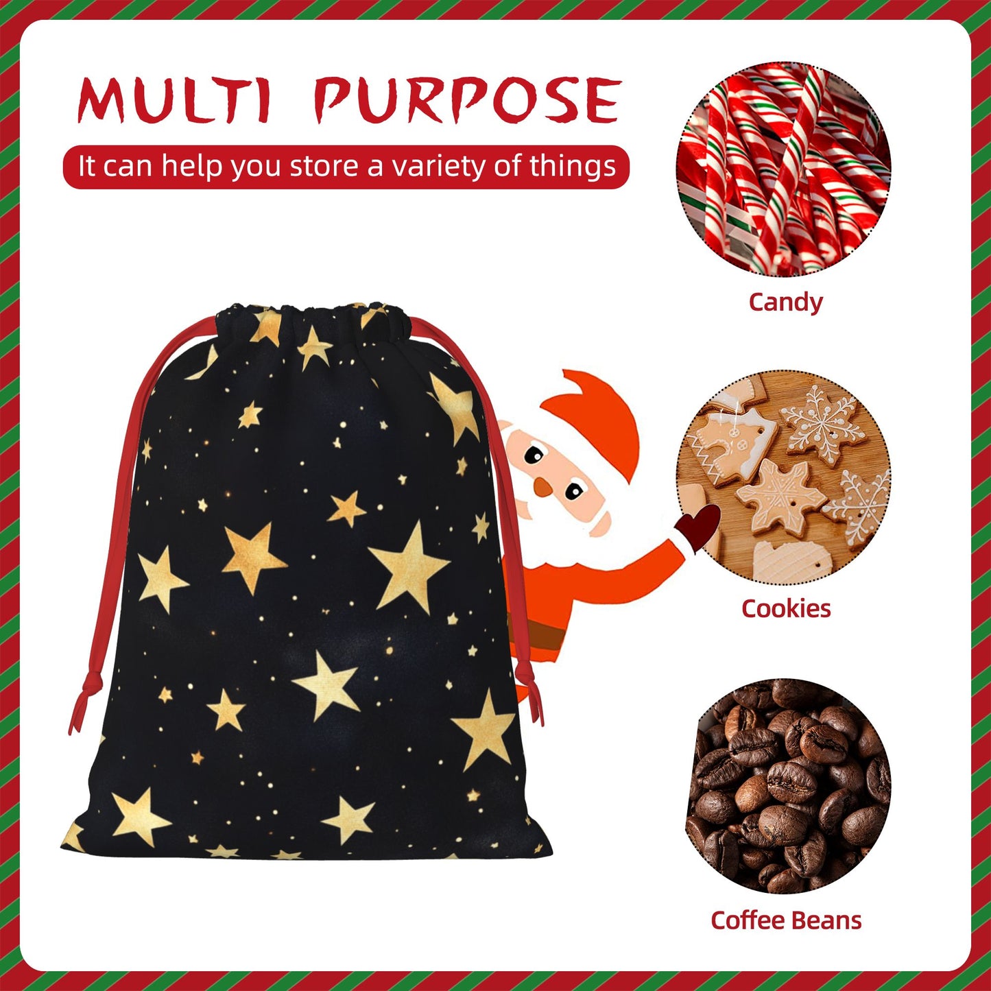 Starry Night Print Ultra-Soft Velvet Drawstring Gift Bag Large-Capacity Storage Pouch (30ร40cm)