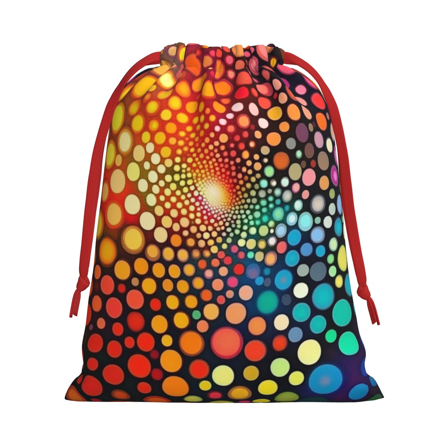Colorful Optical Illusion Print Ultra-Soft Velvet Drawstring Gift Bag Large-Capacity Storage Pouch (30×40cm)