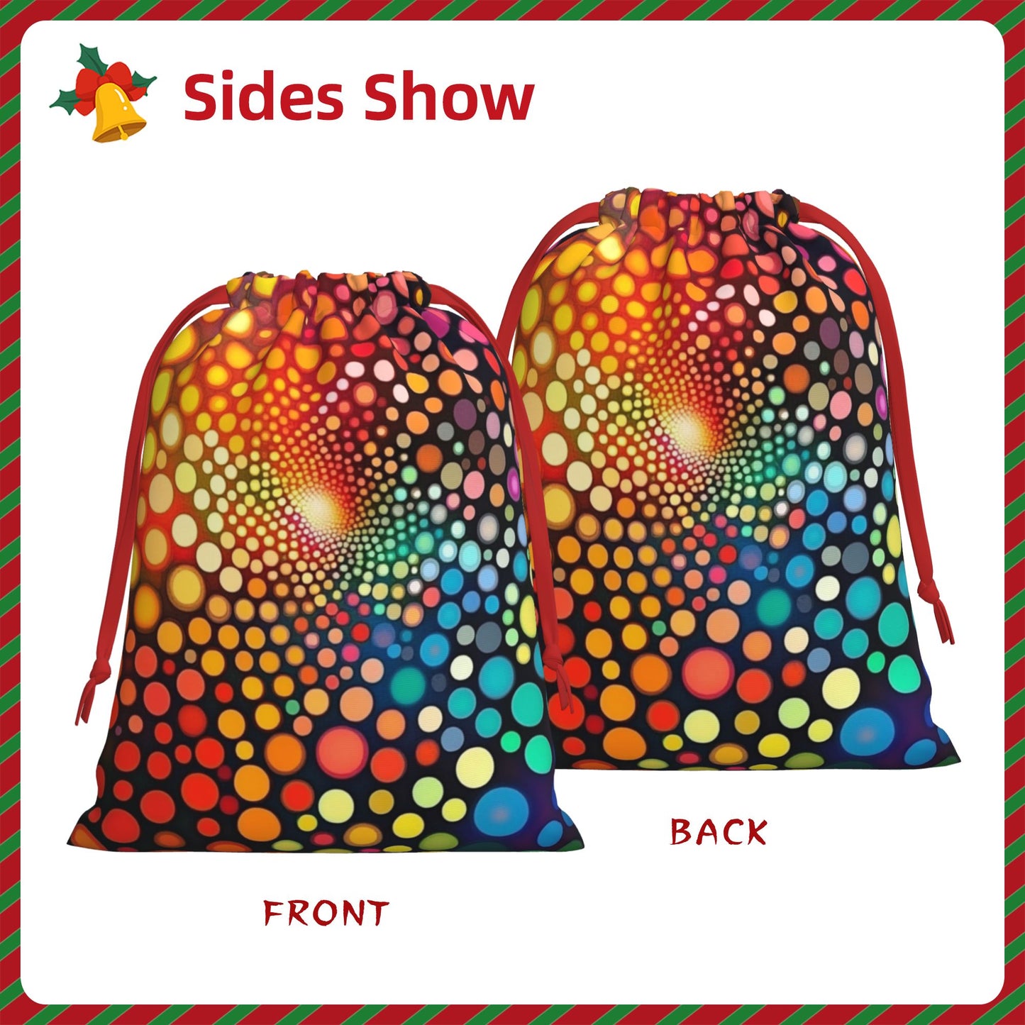Colorful Optical Illusion Print Ultra-Soft Velvet Drawstring Gift Bag Large-Capacity Storage Pouch (30×40cm)