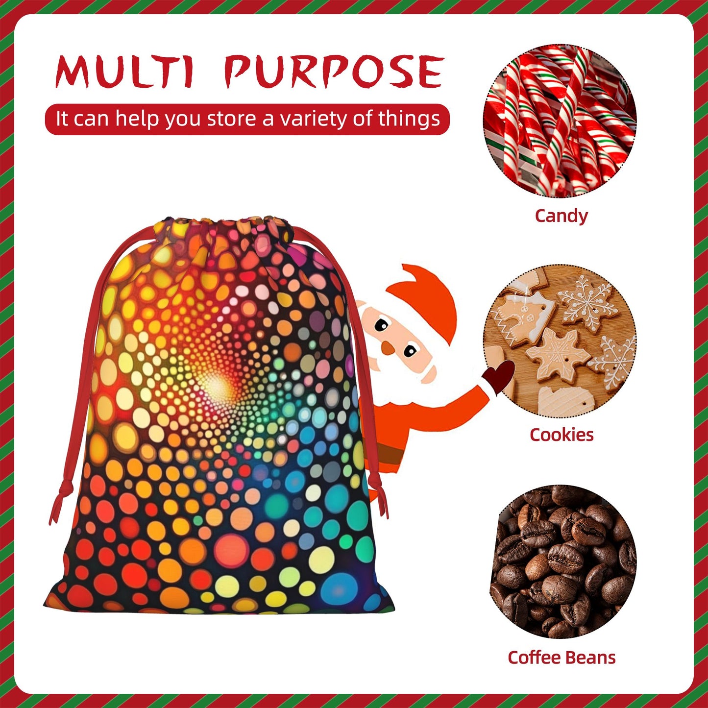 Colorful Optical Illusion Print Ultra-Soft Velvet Drawstring Gift Bag Large-Capacity Storage Pouch (30×40cm)