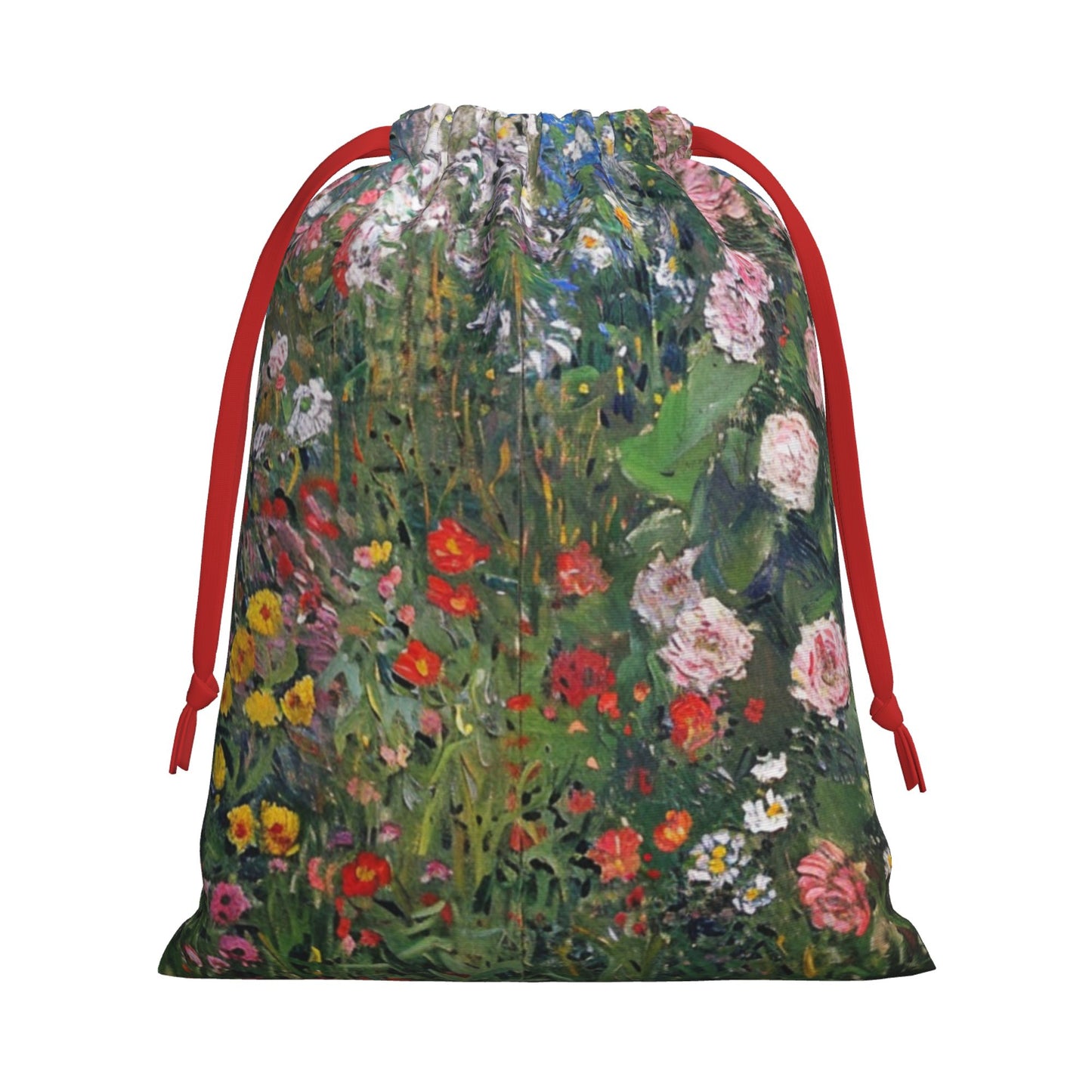 Floral Oil-Painting Style Print Ultra-Soft Velvet Drawstring Gift Bag Large-Capacity Storage Pouch (30×40cm)