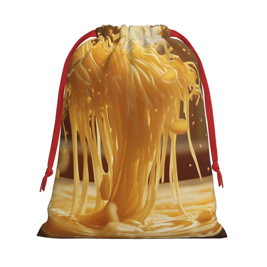 Cheese Flow Art Print Ultra-Soft Velvet Drawstring Gift Bag Large-Capacity Storage Pouch (30×40cm)