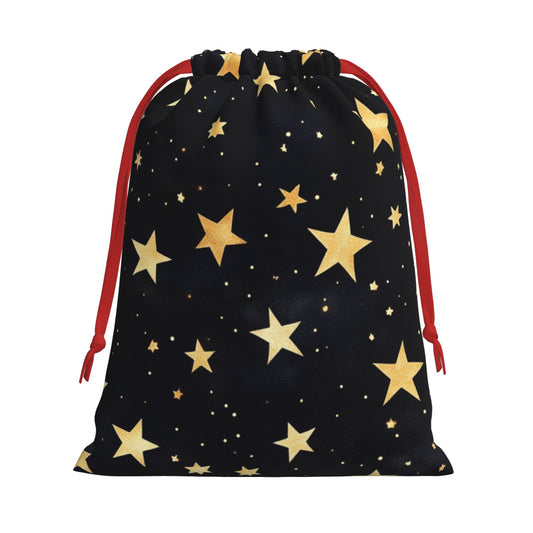 Starry Night Print Ultra-Soft Velvet Drawstring Gift Bag Large-Capacity Storage Pouch (30×40cm)