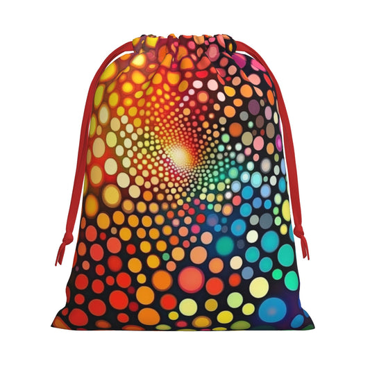 Colorful Optical Illusion Print Ultra-Soft Velvet Drawstring Gift Bag Large-Capacity Storage Pouch (30×40cm)